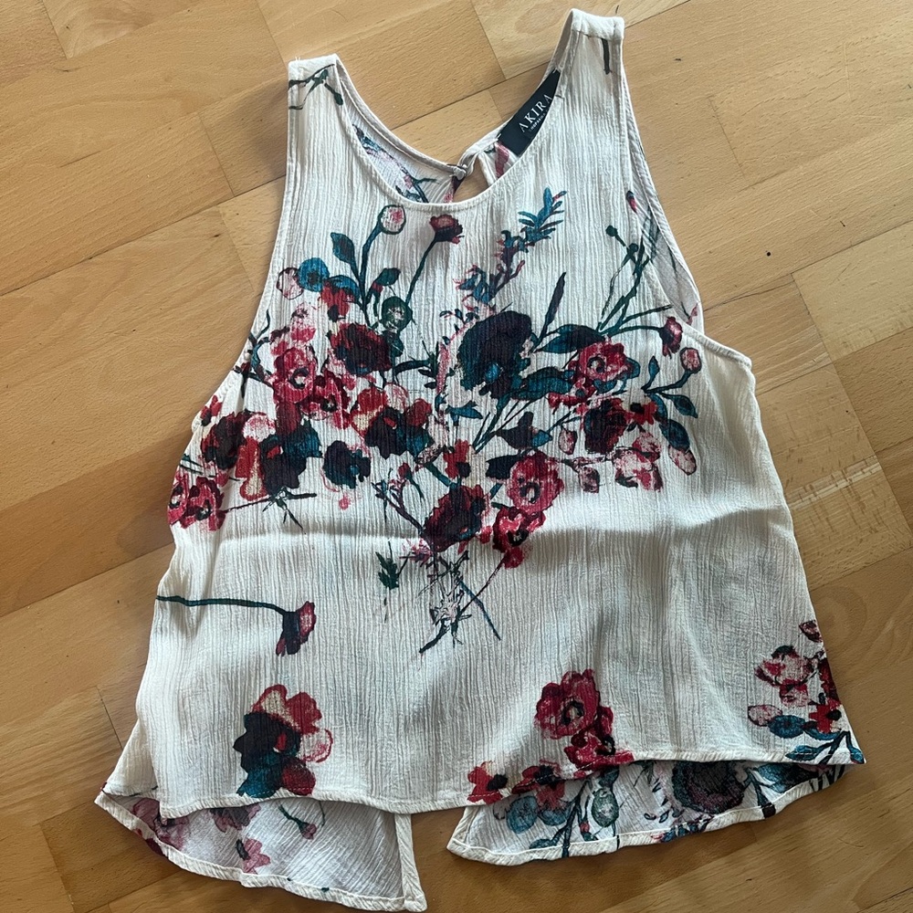 Floral open back tank top